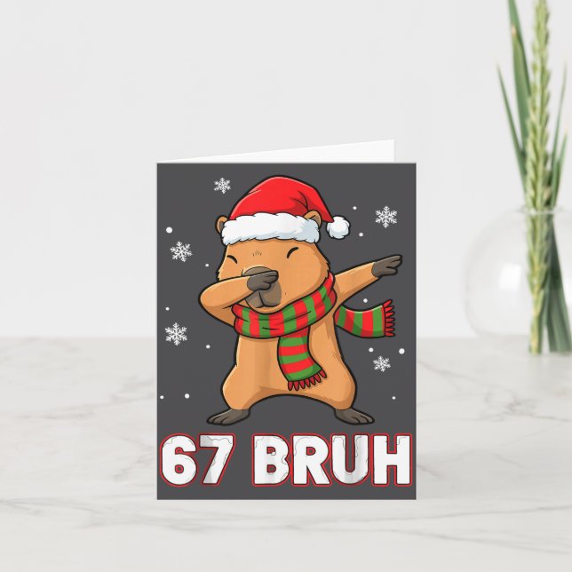 Tarjeta 67 Bruh Six Seven Meme Capybara Christmas Kids Boy (Anverso)