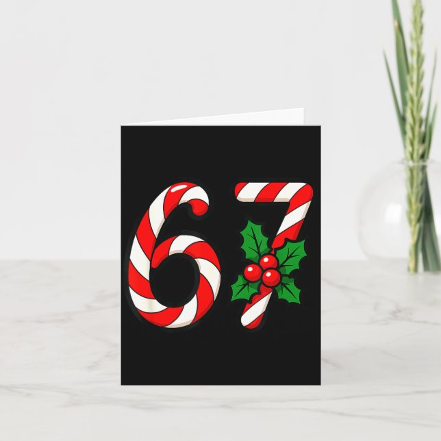 Tarjeta 67 Candy Canes Funny Christmas Humor Meme Design  (Anverso)