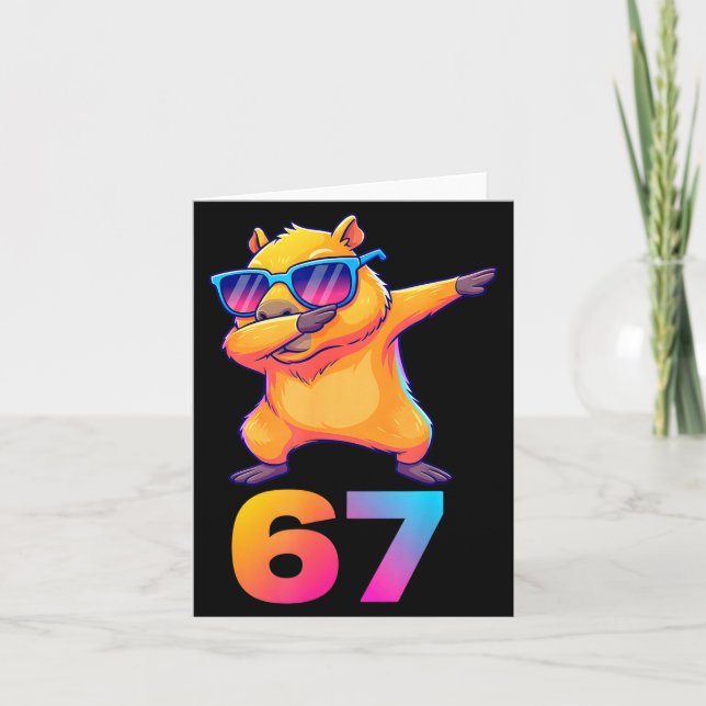 Tarjeta 67 Capybara Six Seven Meme Animal Cool Capybara Da (Anverso)