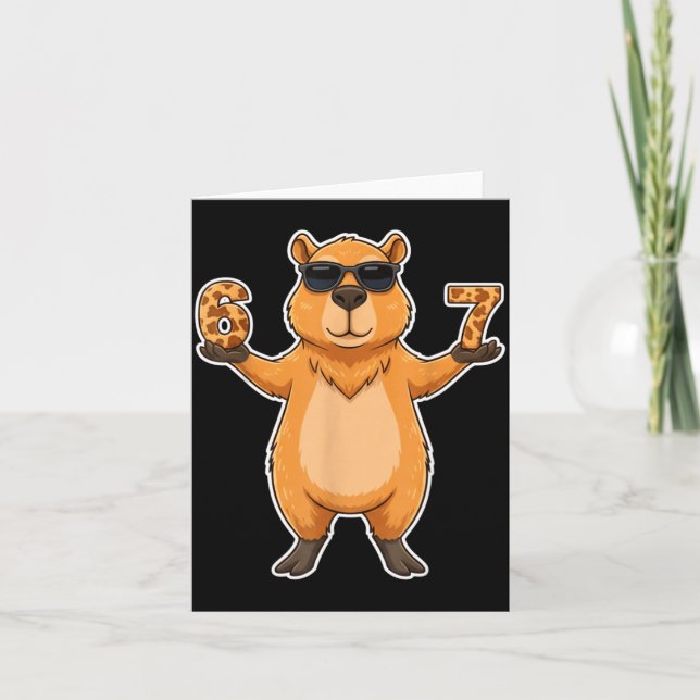 Tarjeta 67 Capybara Sungles Gen Alpha Slang Funny Six Seve (Anverso)