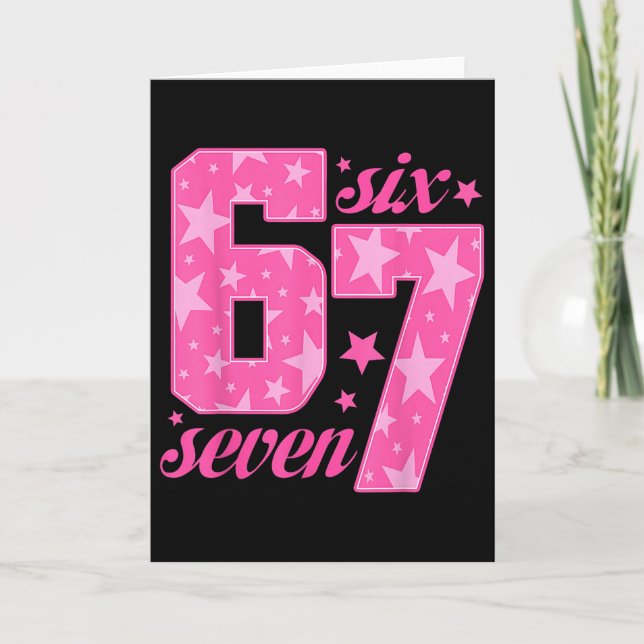 Tarjeta 67 Chica Rosa Meme Divertido  (Anverso)