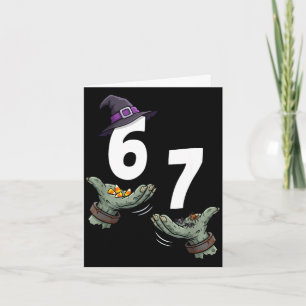 Tarjeta 67 chicas de halloween bruja seis siete 6 7 meme t