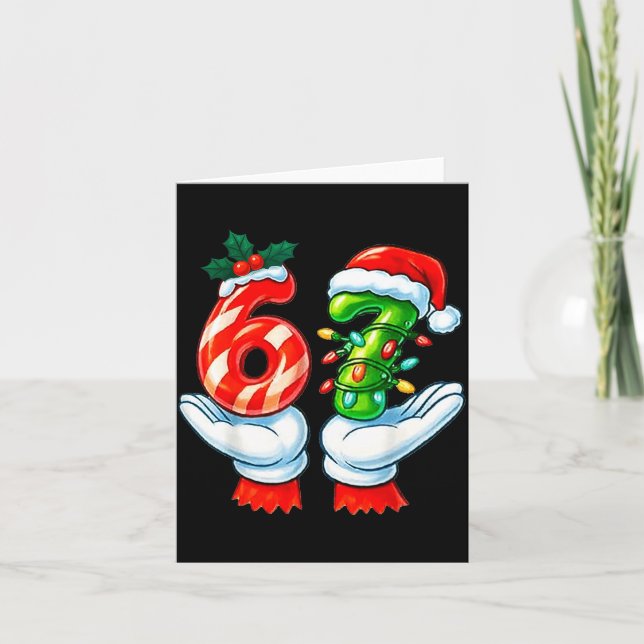 Tarjeta 67 Christmas 67 Meme Gen Alpha Slang Candy Cane Xm (Anverso)