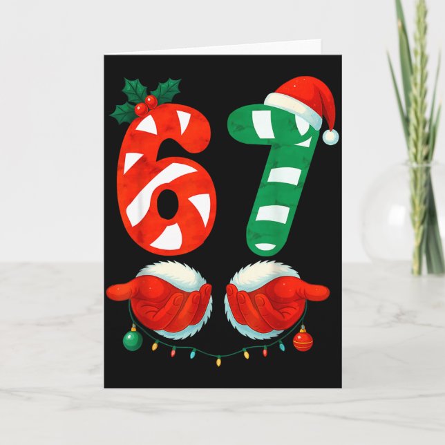 Tarjeta 67 Christmas 6 7 Meme Cute Candy Cane 67 Meme Xmas (Anverso)