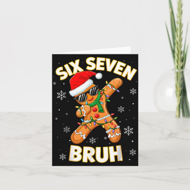 Tarjeta 67 Christmas 6 7 Meme Gingerbread Man Xmas Pajamas (Anverso)