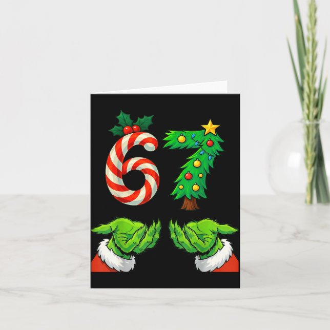 Tarjeta 67 Christmas 6 7 Meme Hands Youth Gen Alpha For Ki (Anverso)