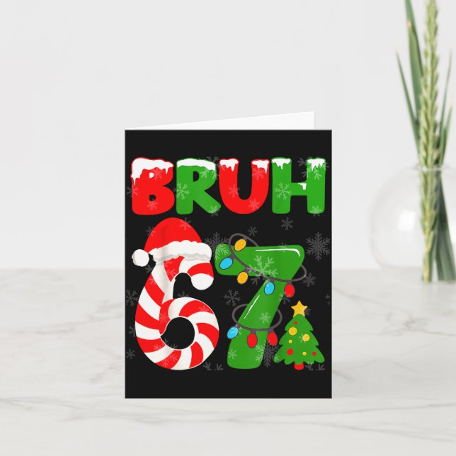 Tarjeta 67 Christmas 6 7 Meme Pajamas 67 Bruh Slang  (Anverso)