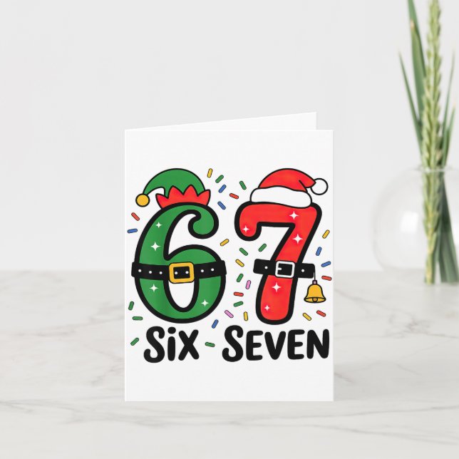 Tarjeta 67 Christmas 6 7 Meme Six Seven Xmas  (Anverso)
