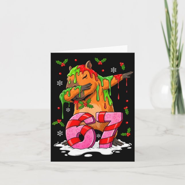 Tarjeta 67 Christmas Funny 67 Brainrot Youth Kids Capybara (Anverso)