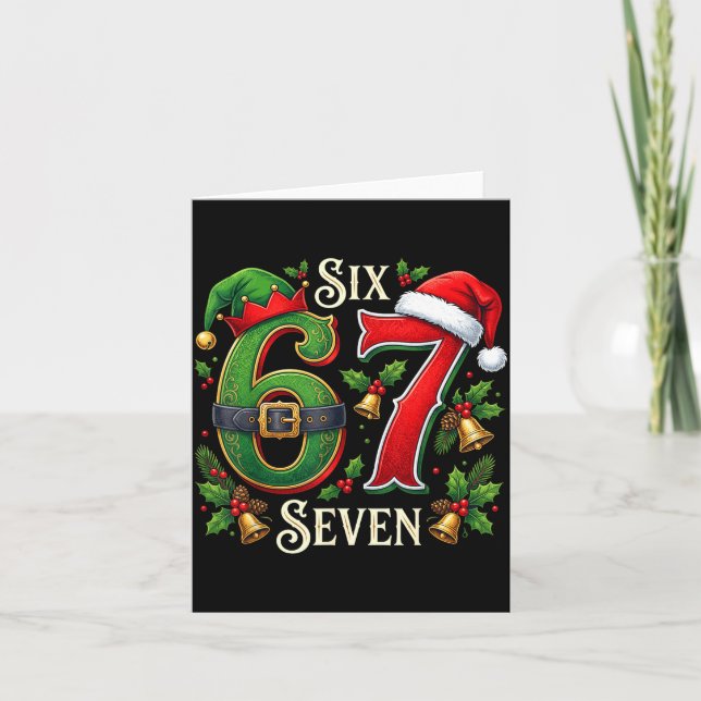 Tarjeta 67 Christmas Funny 6 7 Meme Six Seven Xmas Boys Ki (Anverso)