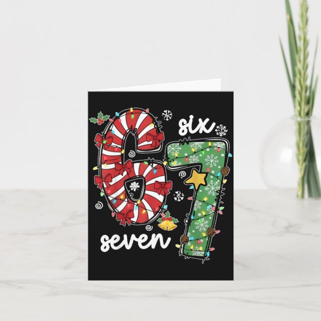 Tarjeta 67 Christmas Funny 6 7 Meme Six Seven Xmas Boys Ki (Anverso)