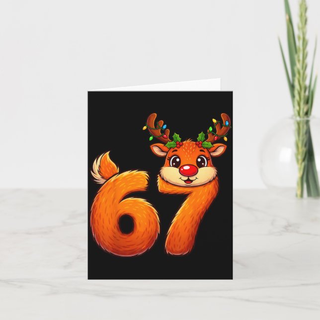 Tarjeta 67 Christmas Funny Reindeer Bruh Meme Pajamas Wome (Anverso)