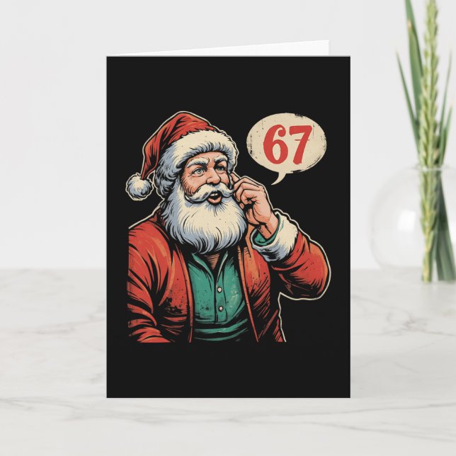 Tarjeta 67 Christmas Funny Six Seven Meme Brainrot Santa C (Anverso)