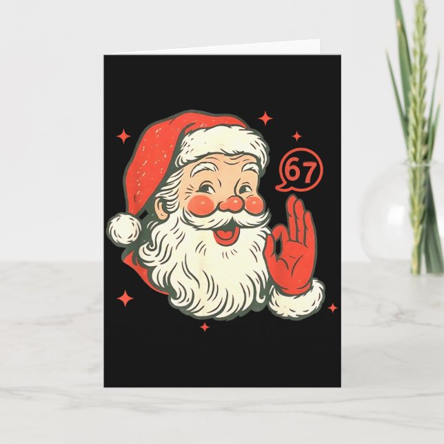 Tarjeta 67 Christmas Funny Six Seven Meme Brainrot Santa C (Anverso)