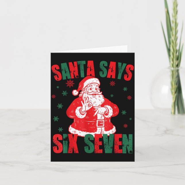 Tarjeta 67 Christmas Funny Six Seven Meme Brainrot Santa K (Anverso)