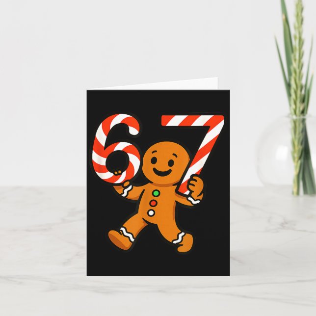 Tarjeta 67 Christmas Gingerbreadman Candy Cane 6 7 Meme Xm (Anverso)