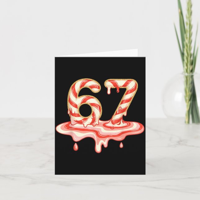 Tarjeta 67 Christmas Melting Candy Cane Six Seven For Girl (Anverso)