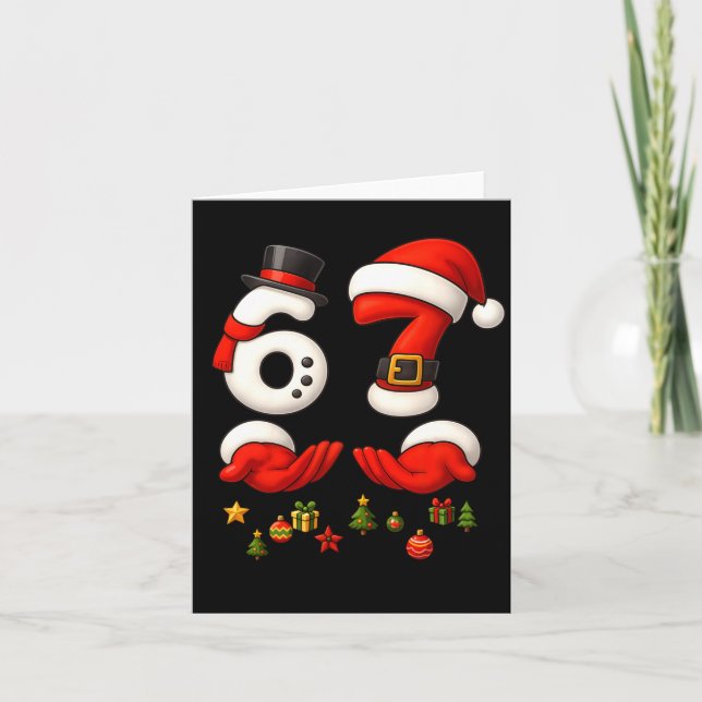 Tarjeta 67 Christmas Meme Funny 6 7 Hands Gen Alpha Slang  (Anverso)