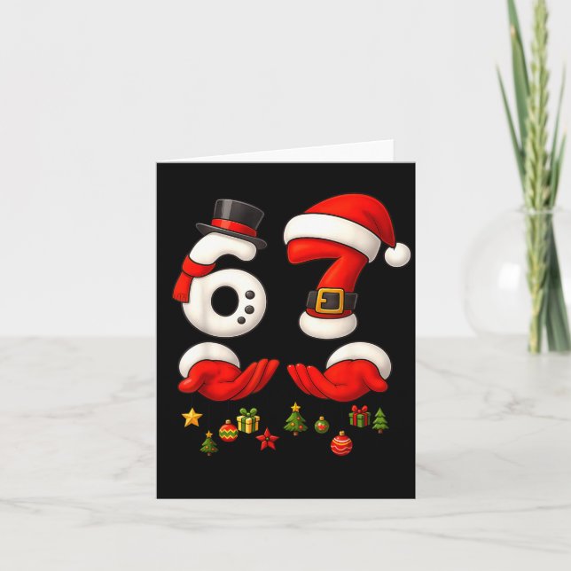Tarjeta 67 Christmas Meme Funny 6 7 Hands Gen Alpha Slang  (Anverso)