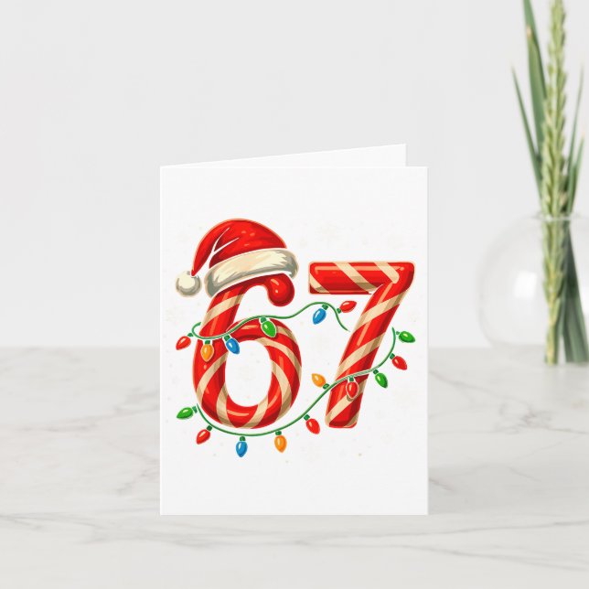 Tarjeta 67 Christmas Meme Funny Six Seven Xmas Lights Cand (Anverso)