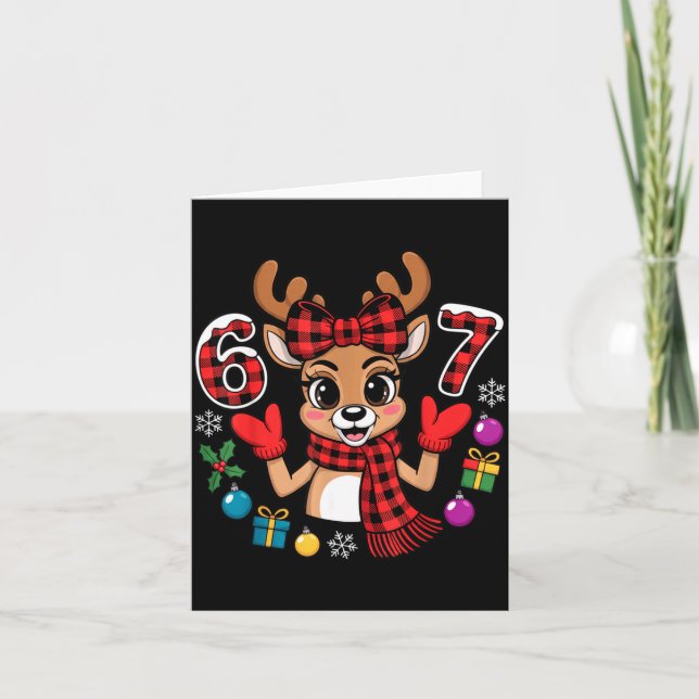 Tarjeta 67 Christmas Outfit Women Meme Reindeer Six Seven  (Anverso)