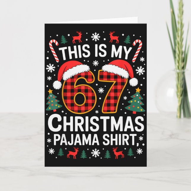Tarjeta 67 Christmas Pajama Shirt Funny Six Seven Meme Bra (Anverso)