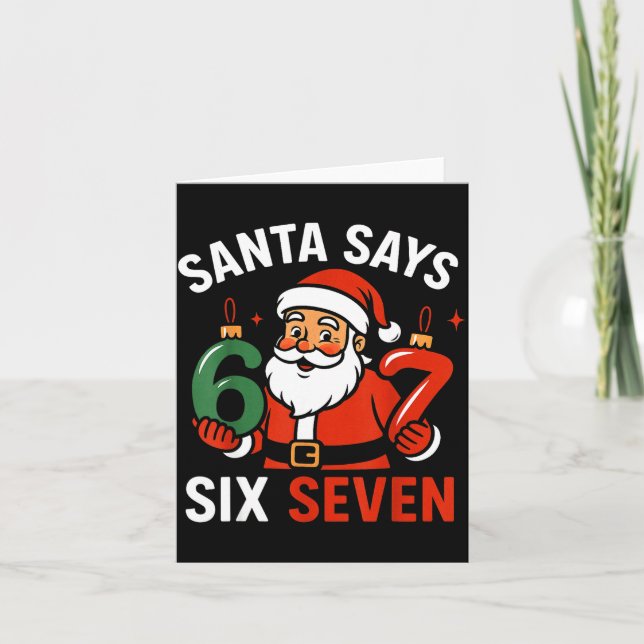 Tarjeta 67 Christmas Santa Six Seven 6 7 Meme Boy Girls Ki (Anverso)