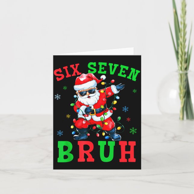 Tarjeta 67 Christmas Six Seven Bruh Meme Santa Dabbing Chr (Anverso)