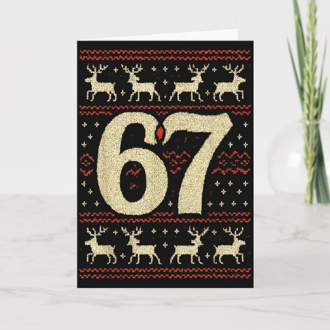 Tarjeta 67 Christmas Sweater Ugly 6 7 Meme Six Seven Mason (Anverso)