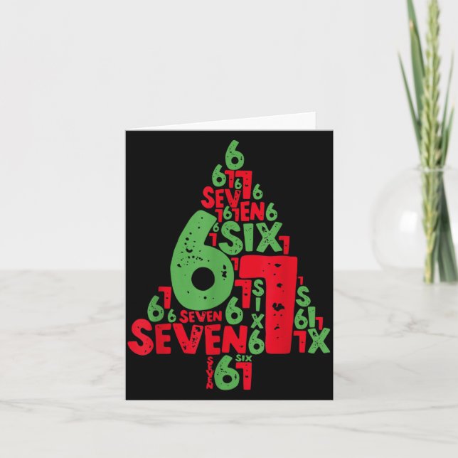 Tarjeta 67 Christmas Tree Holiday Six Seven Meme Brainrot  (Anverso)