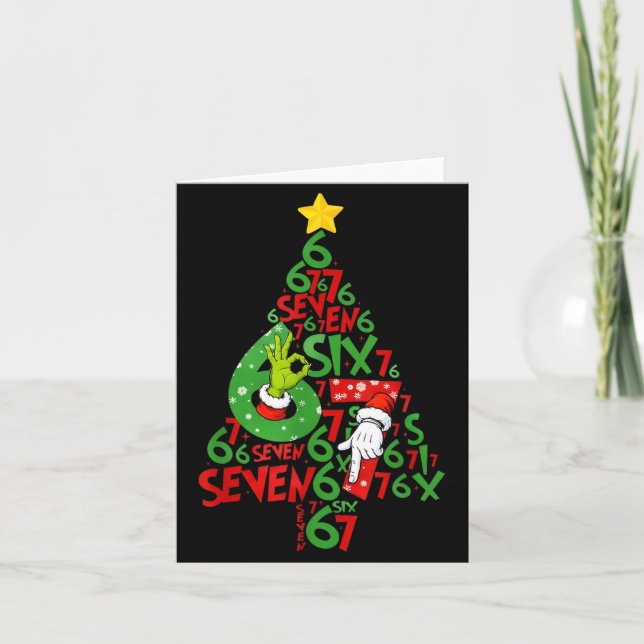Tarjeta 67 Christmas Tree Xmas Holiday Six Seven Meme Brai (Anverso)