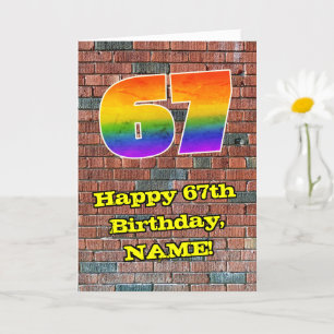 Tarjeta 67° cumpleaños: Arcoiris de inspiración divertida