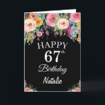 Tarjeta 67 cumpleaños Flores florales negras<br><div class="desc">67º Nacimiento Acuarela Floral Flores Negras con nombre y edad personalizados.
Para más personalización,  haga clic en el botón "Personalizar" y utilice nuestra herramienta de diseño para modificar esta plantilla.</div>