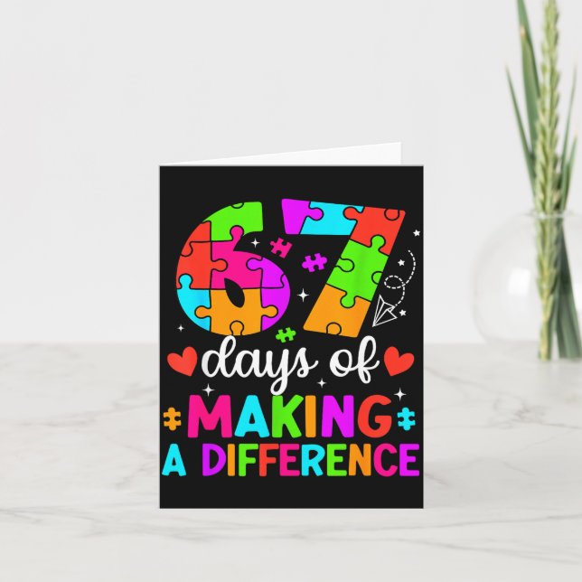 Tarjeta 67 Days Of Making A Difference Funny Teacher Stude (Anverso)