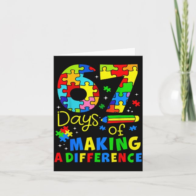 Tarjeta 67 Days Of Making A Difference Funny Teacher Stude (Anverso)