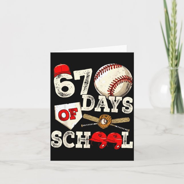 Tarjeta 67 Days Of School 67th Day Funny Baseball Meme Men (Anverso)