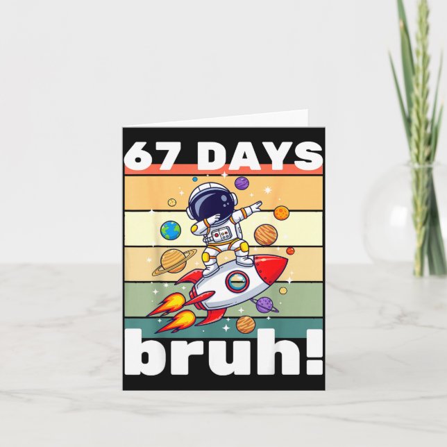 Tarjeta 67 Days Of School Bruh Funny Meme Kids Dabbing Ast (Anverso)