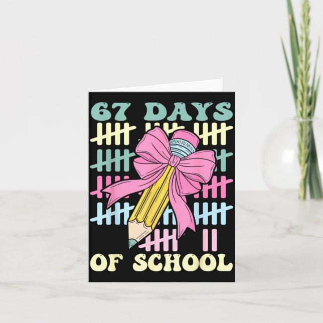 Tarjeta 67 Days Of School Cool Teacher Design  (Anverso)