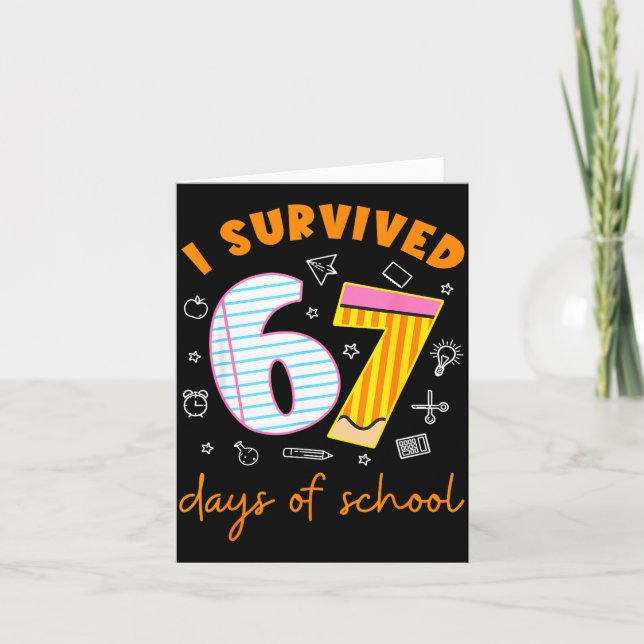 Tarjeta 67 Days Of School Cool Teacher Design  (Anverso)