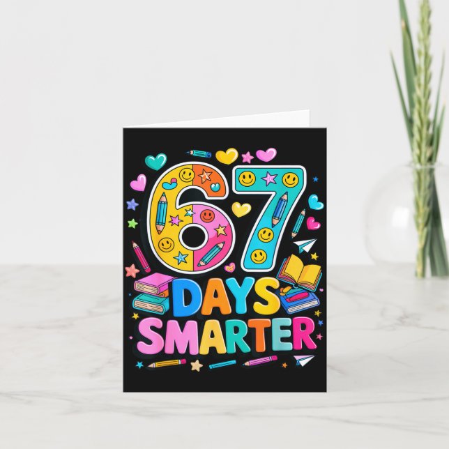 Tarjeta 67 Days Of School Funny Meme Teacher Student  (Anverso)