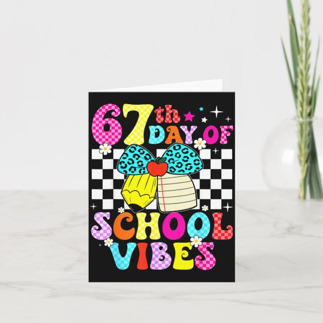 Tarjeta 67 Days Of School Meme 100th Day Of School Vibes S (Anverso)