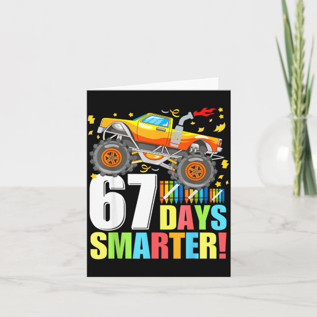 Tarjeta 67 Days Of School Smarter Funny Six Seven Monster  (Anverso)