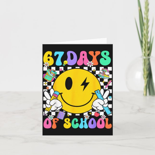 Tarjeta 67 Days Of School Smile Face 67 Days Smarter Teach (Anverso)