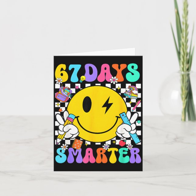 Tarjeta 67 Days Of School Smile Face 67 Days Smarter Teach (Anverso)