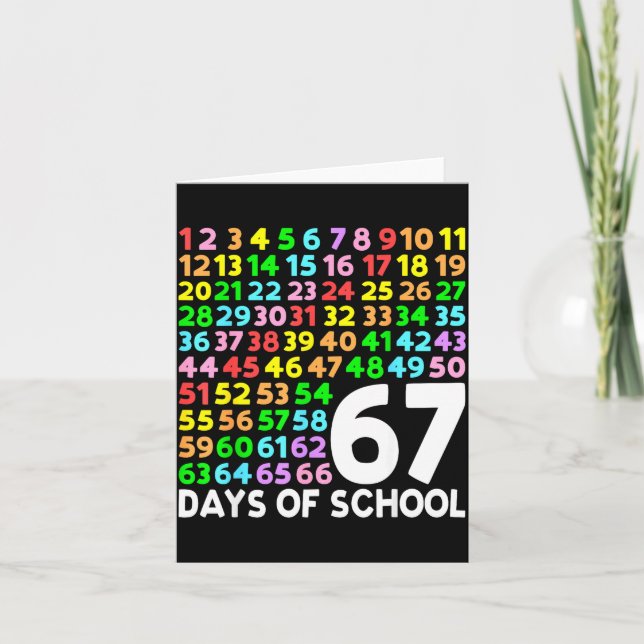 Tarjeta 67 Days Of School Teacher Kids Boy 67 Math Numbers (Anverso)