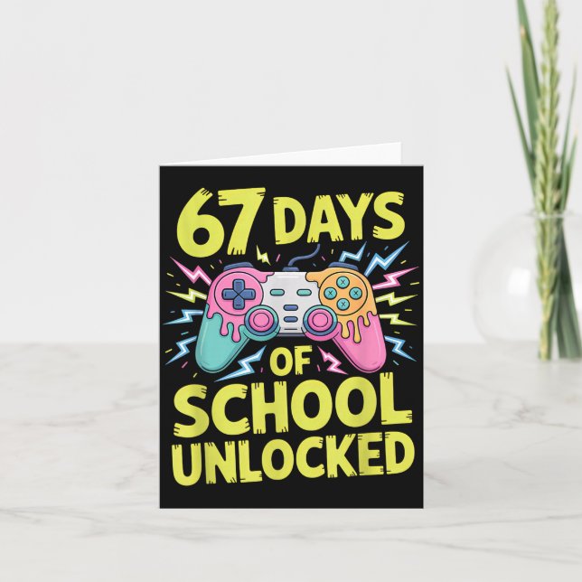 Tarjeta 67 Days Of School Unlocked Gamer Gaming Boys Ice C (Anverso)