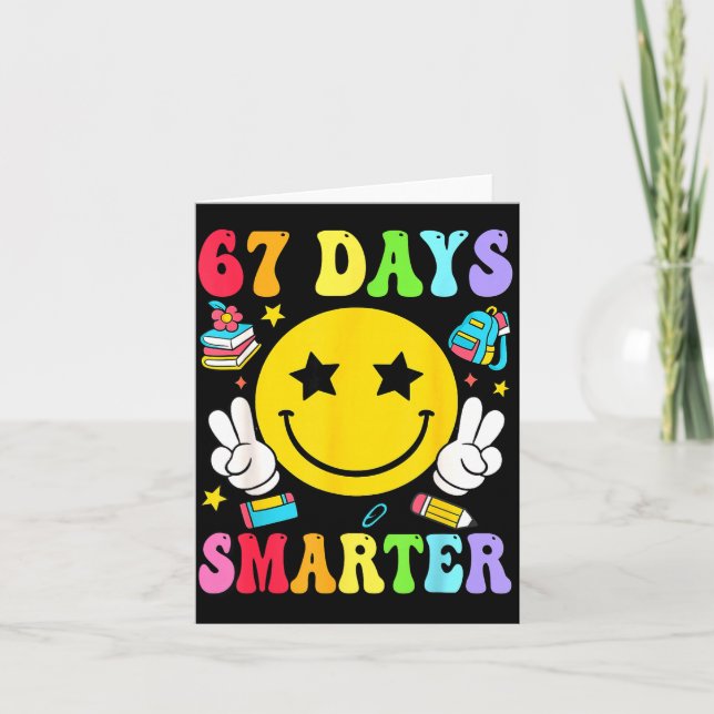Tarjeta 67 Days Smarter 67 Days Of School Teacher Student  (Anverso)