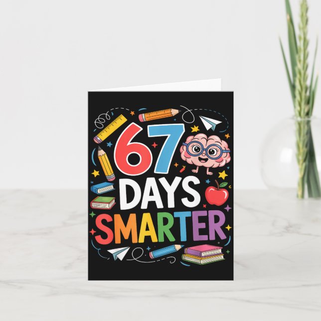 Tarjeta 67 Days Smarter 67th Day Of School Teacher Kids Bo (Anverso)