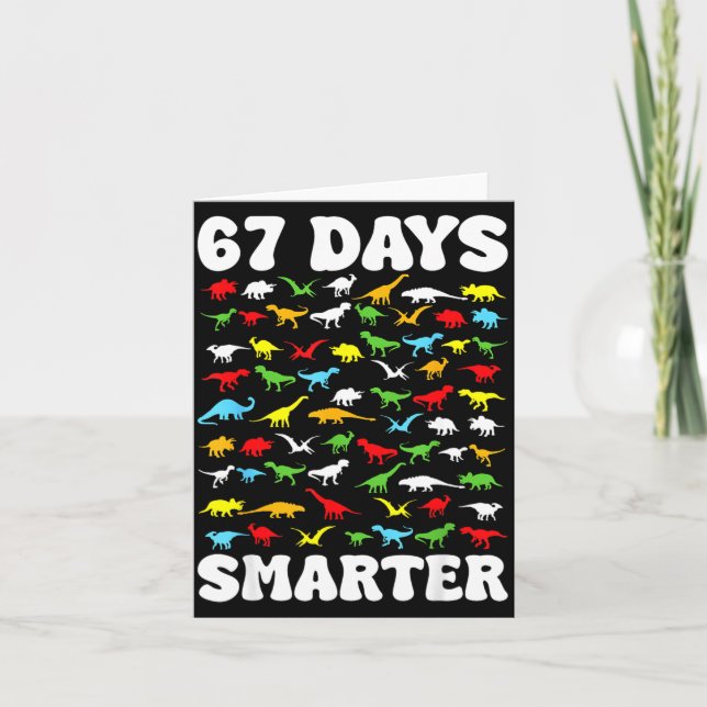 Tarjeta 67 Days Smarter Dinosaur Kids 100 Days Of School 6 (Anverso)