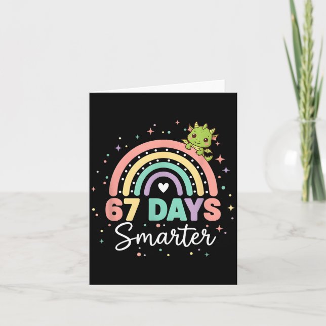 Tarjeta 67 Days Smarter Funny Dragon Rainbow Kids 67 Meme  (Anverso)